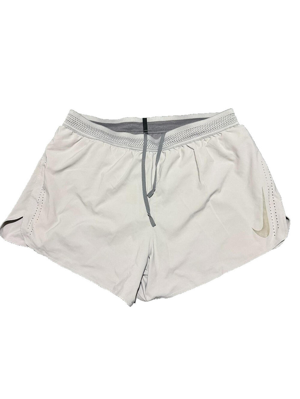 Nike Aeroswift Women Running Shorts Gray Large L Lined Zip Pocket Active